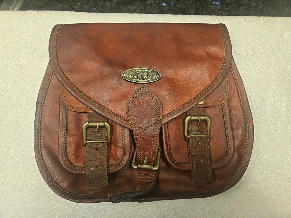 GVB Natural World Leather Bicycle Bag 11"x10"